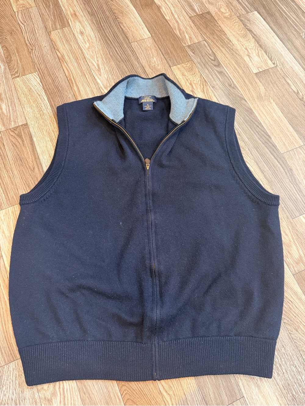 Brooks Brothers Navy Zip-Front Vest with Contrast Collar